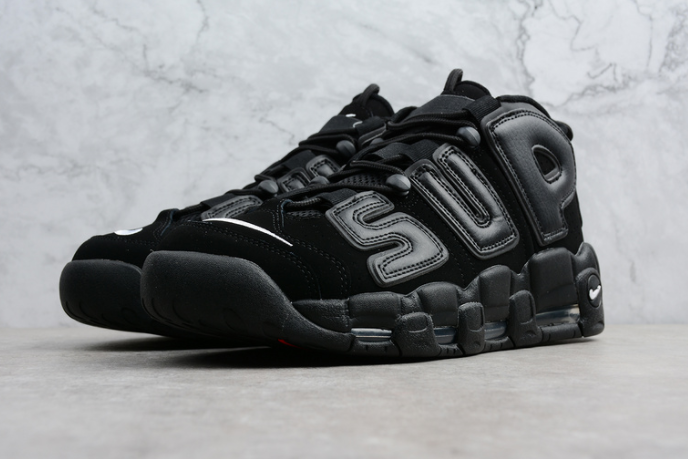 Supreme x Nike Air More Uptempo Black Black-White